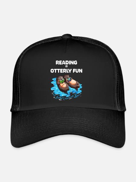 Deux loutres mignonnes aiment lire Les enseignants aiment apprendre - Casquette trucker  - noir/noir - Devant