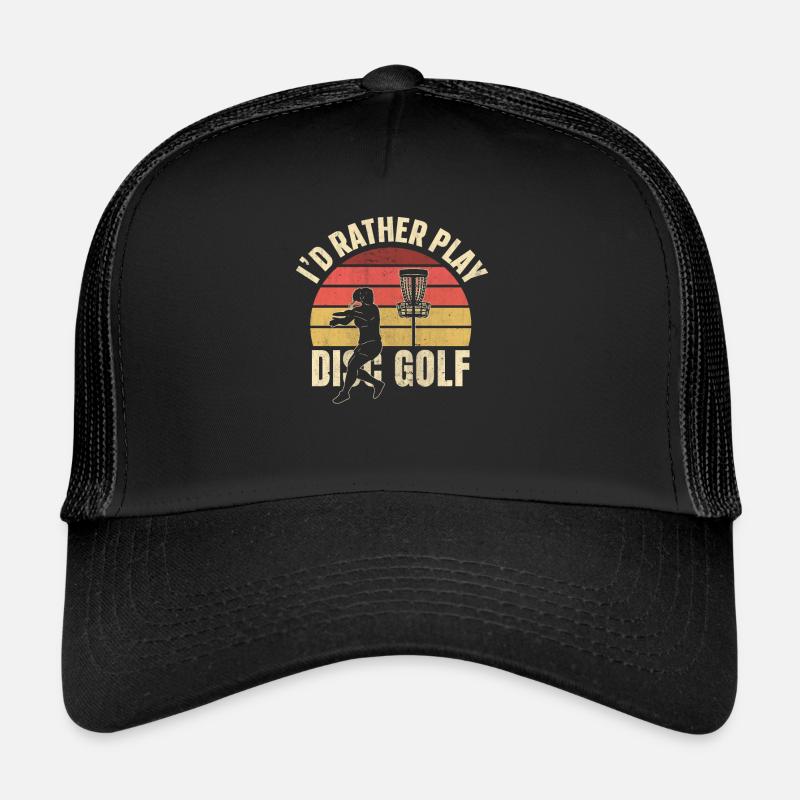 Retro Sunset Je préfère jouer au Disc Golf Casquette trucker 
