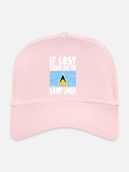 Saint Lucia Flag Saying - Trucker Cap - pale pink - Front
