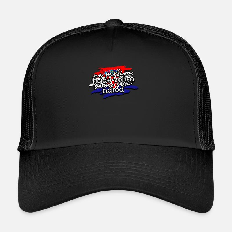 Balkan Kroatien Spruch Flagge stolz - Balkan - Trucker Cap - Schwarz/Schwarz