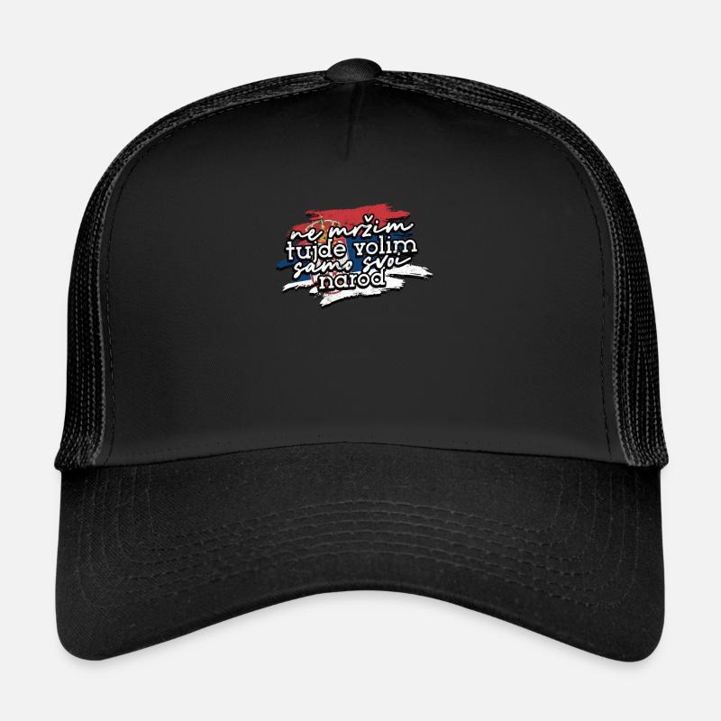 Balkan Serbien Spruch Flagge stolz - Balkan - Trucker Cap - Schwarz/Schwarz