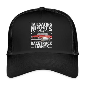 Tailgating Nights And Racetrack Lights - Racing - - Trucker Cap - black/black - Front
