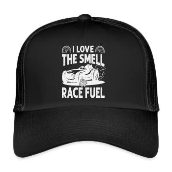 J’aime l’odeur du carburant de course - Course - Course - Moi - Casquette trucker  - noir/noir - Devant