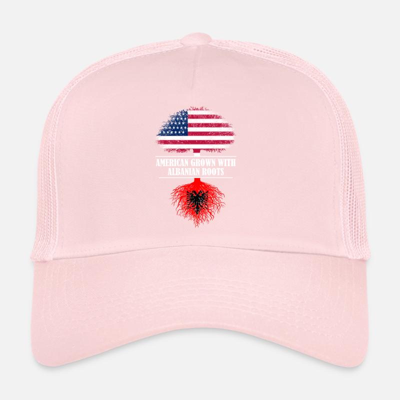 Américain cultivé avec le drapeau des racines albanaises Casquette trucker 