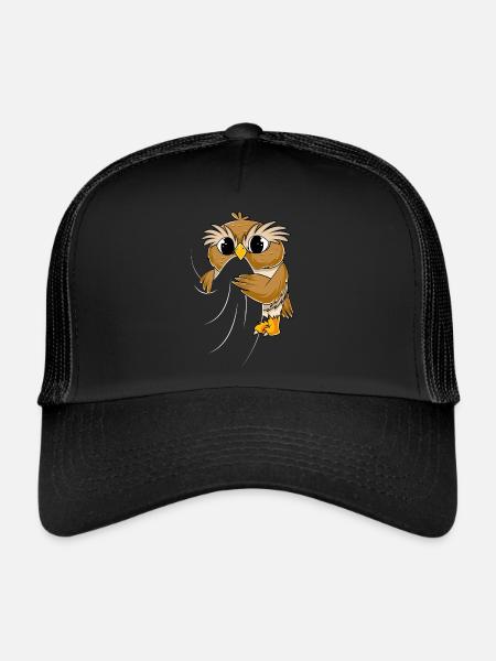 Owl Lovers Enfants Dames Filles Hibou - Casquette trucker  - noir/noir - Devant