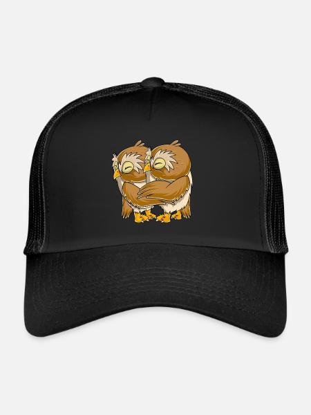 Hiboux Enfants Dames Filles Hibou - Casquette trucker  - noir/noir - Devant