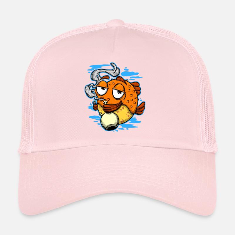Weed Smoking Puffer Fish Trucker Cap