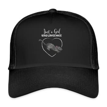 Just a girl who loves mice Mäuseliebhaber Haustier - Trucker Cap - Schwarz/Schwarz - Vorne