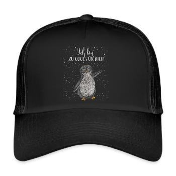Cooler Pinguin Pinguine Antarktis Polar Eis - Trucker Cap - Schwarz/Schwarz - Vorne
