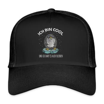Cooler Pinguin Antarktis Eisscholle Pinguinfan - Trucker Cap - Schwarz/Schwarz - Vorne