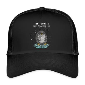 Kleiner Pinguin Grösse Pinguinfan Geschenk - Trucker Cap - Schwarz/Schwarz - Vorne