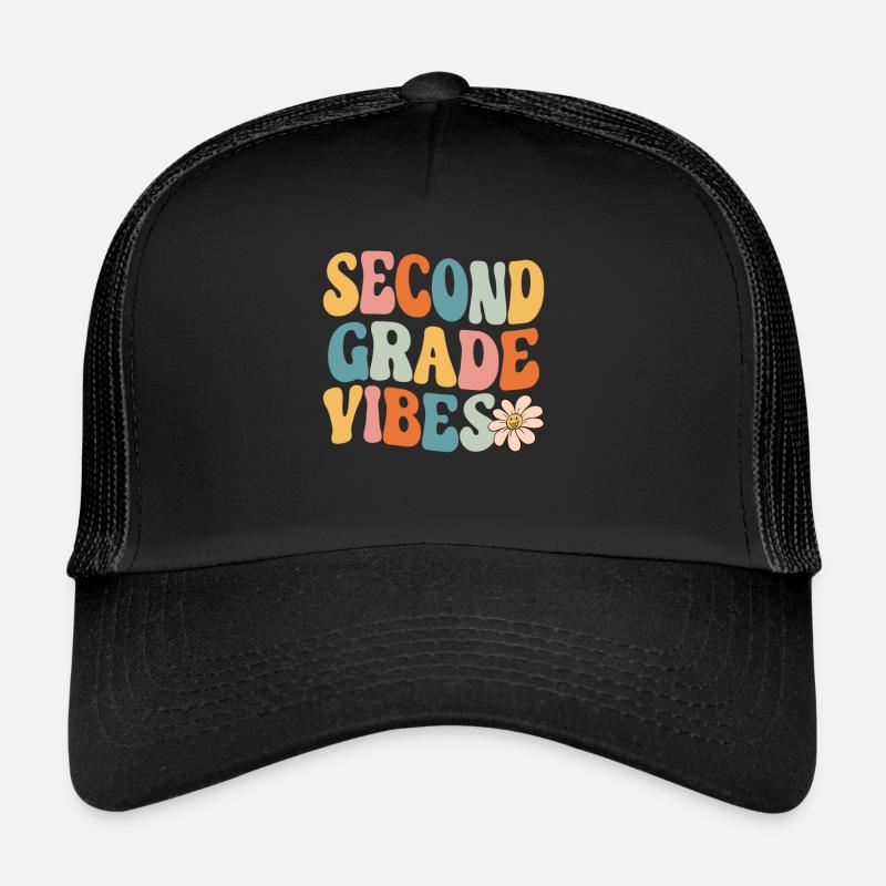 Second Grade Vibes 2nd Grade Retro Back To School Trucker Cap