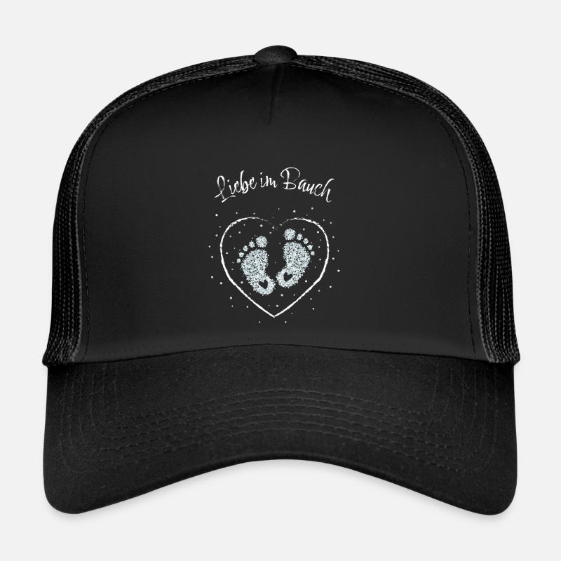 Liebe im Bauch Schwangerschaft werdende Mama - Trucker Cap - Schwarz/Schwarz