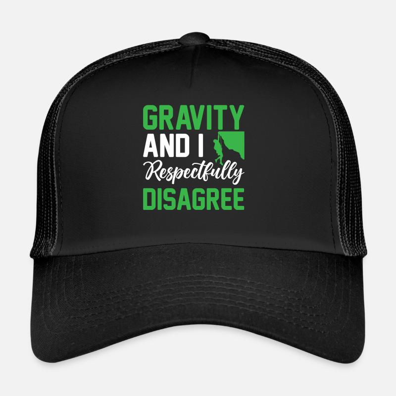 Bouldering - Gravity And I Respectfully Disagree H - Trucker Cap - Schwarz/Schwarz