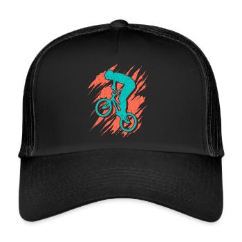 BMX Fahrrad Motiv Jungs Freestyle BMX Kinder - Trucker Cap - Schwarz/Schwarz - Vorne