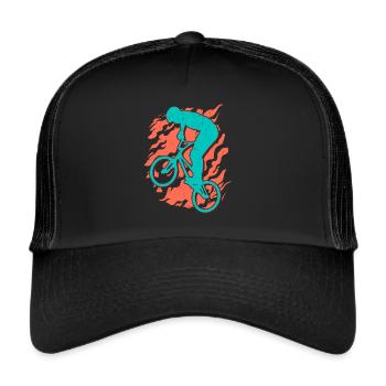 BMX Fahrrad Motiv Junge Freestyle BMX Kinder - Trucker Cap - Schwarz/Schwarz - Vorne
