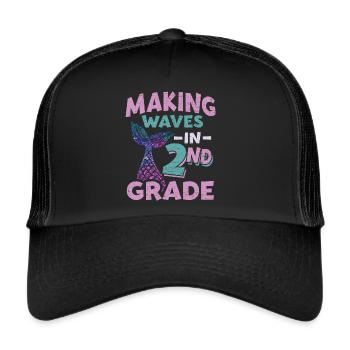 2. Klasse Schulkind Mädchen - Trucker Cap - Schwarz/Schwarz - Vorne