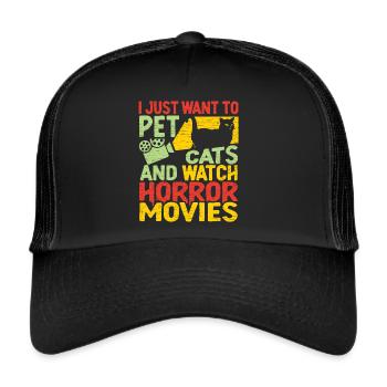 Halloween Horrorfilme - Trucker Cap - Schwarz/Schwarz - Vorne