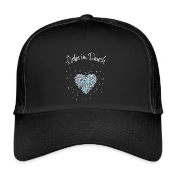 Babybauch Baby Shower Babyparty Schwangere Mama - Trucker Cap - Schwarz/Schwarz - Vorne
