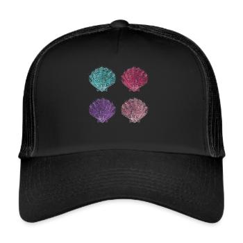 Muschel Meerjungfrauen Meer Strand Urlaub Geschenk - Trucker Cap - Schwarz/Schwarz - Vorne
