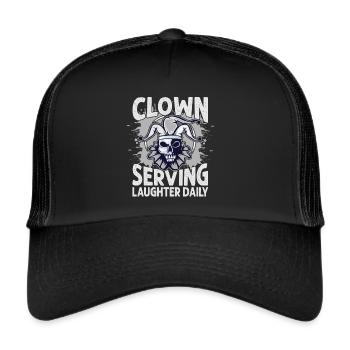 Clown servant le rire tous les jours - Drôles de clowns - Blague - Casquette trucker  - noir/noir - Devant