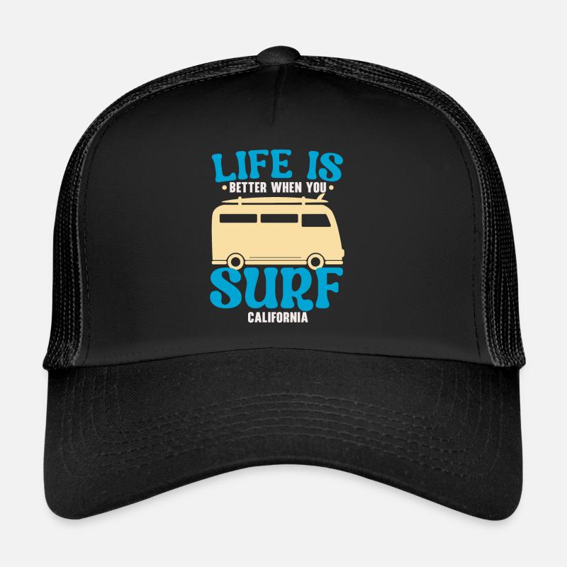 Life Is Better When You Surf USA California Surfe Trucker Cap