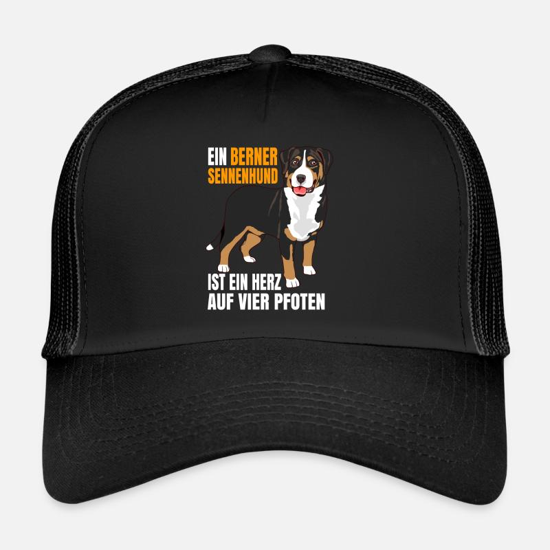 Berner Sennenhund Geschenkideen - Trucker Cap - Schwarz/Schwarz