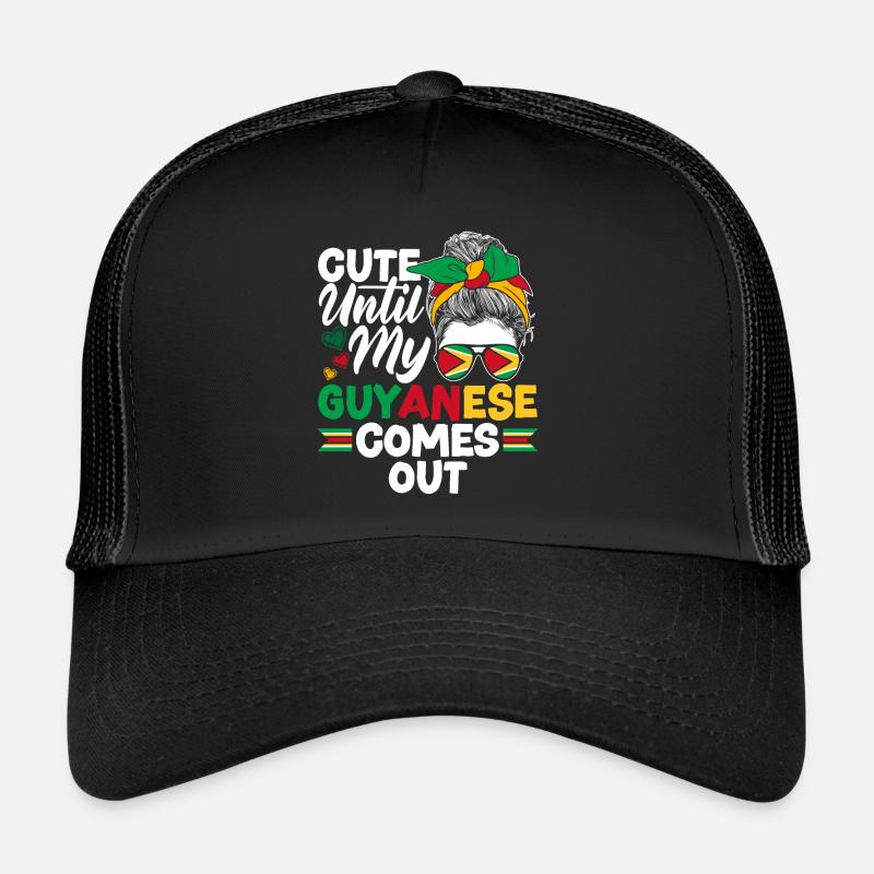 Guyana Guyana Guyana Drapeau mignon jusqu’à mon - Casquette trucker  - noir/noir