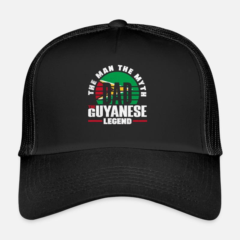 Guyana Guyana Guyana Drapeau Père - Casquette trucker  - noir/noir