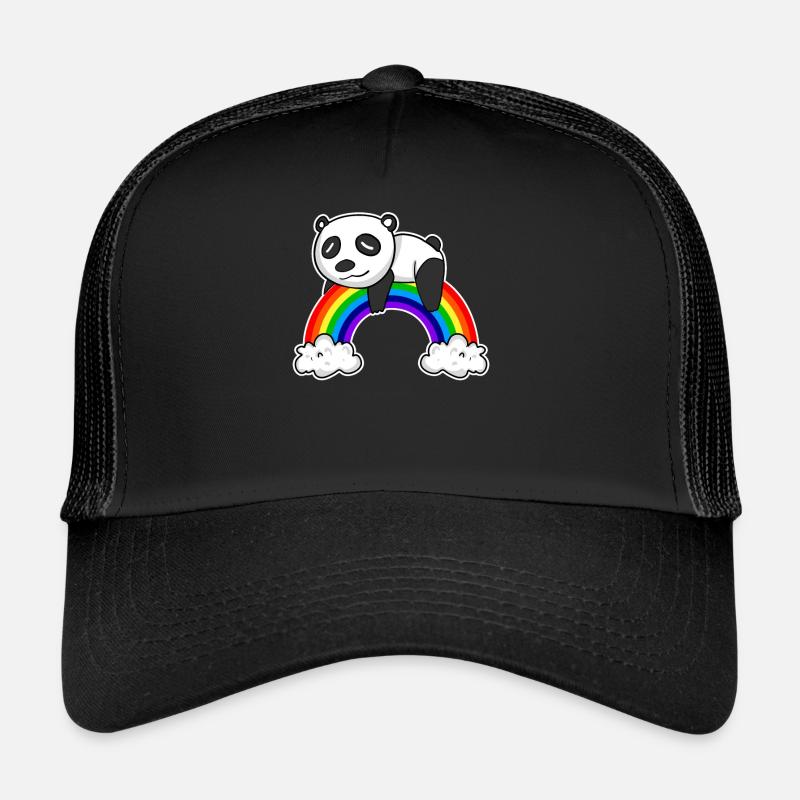 Regenbogen Panda - Trucker Cap - Schwarz/Schwarz