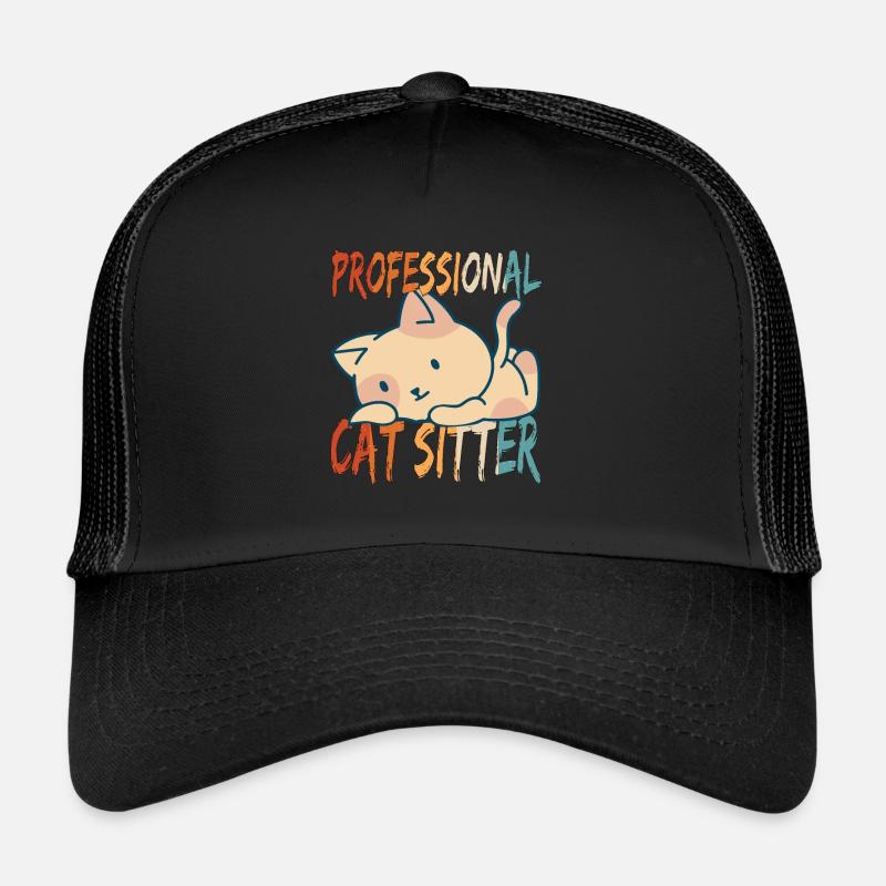 Professional cat Sitter with Cute Cat Casquette trucker 