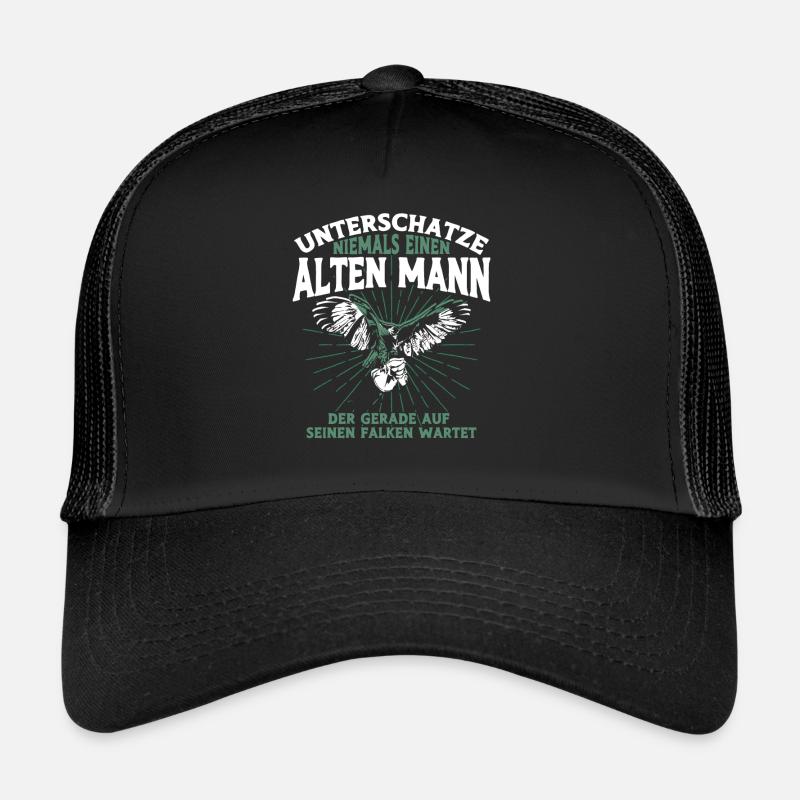Greifvogel Beizjagd Spruch Falkner Vogelfreunde - Trucker Cap - Schwarz/Schwarz