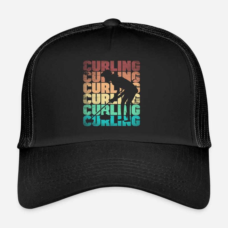 Curling Player Silhouette for a Curler Trucker Cap