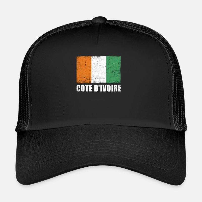 Drapeau de la Côte d’Ivoire - Casquette trucker  - noir/noir