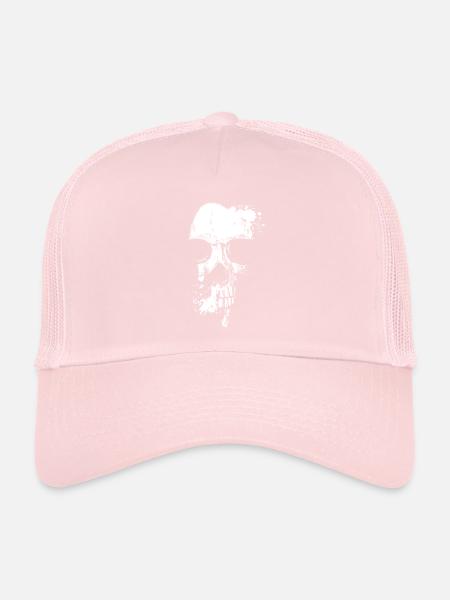 Skull Head and Scarf Gothic Bones Aesthetic Dark - Trucker Cap - pale pink - Front