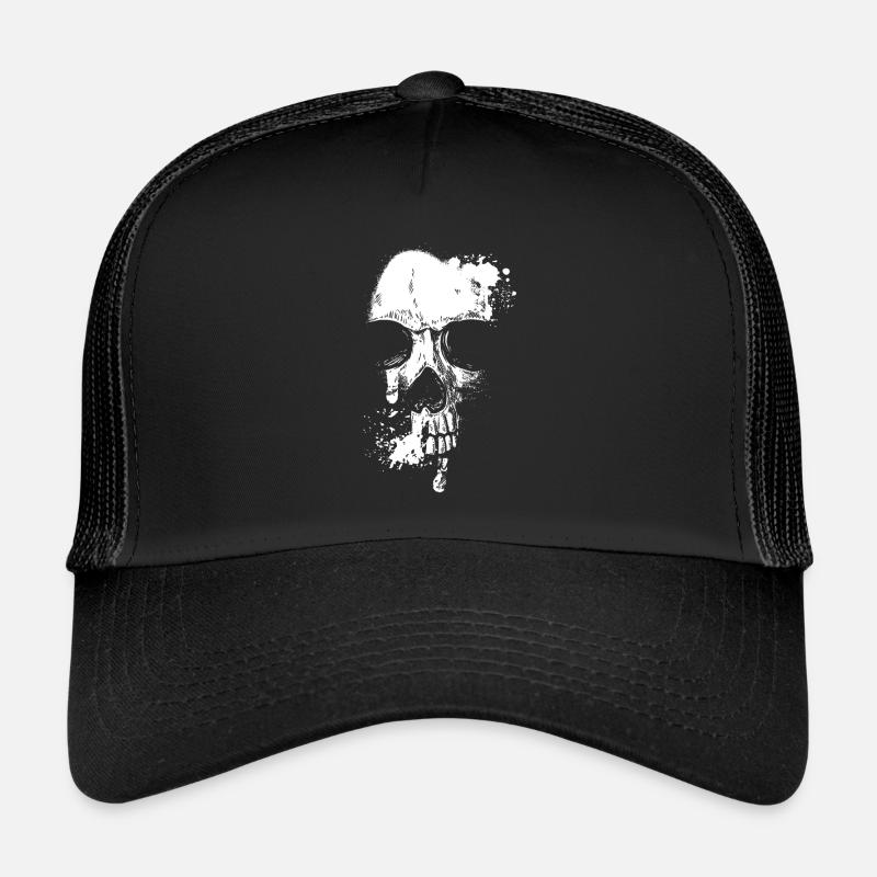 Skull Head and Scarf Gothic Bones Aesthetic Dark Trucker Cap