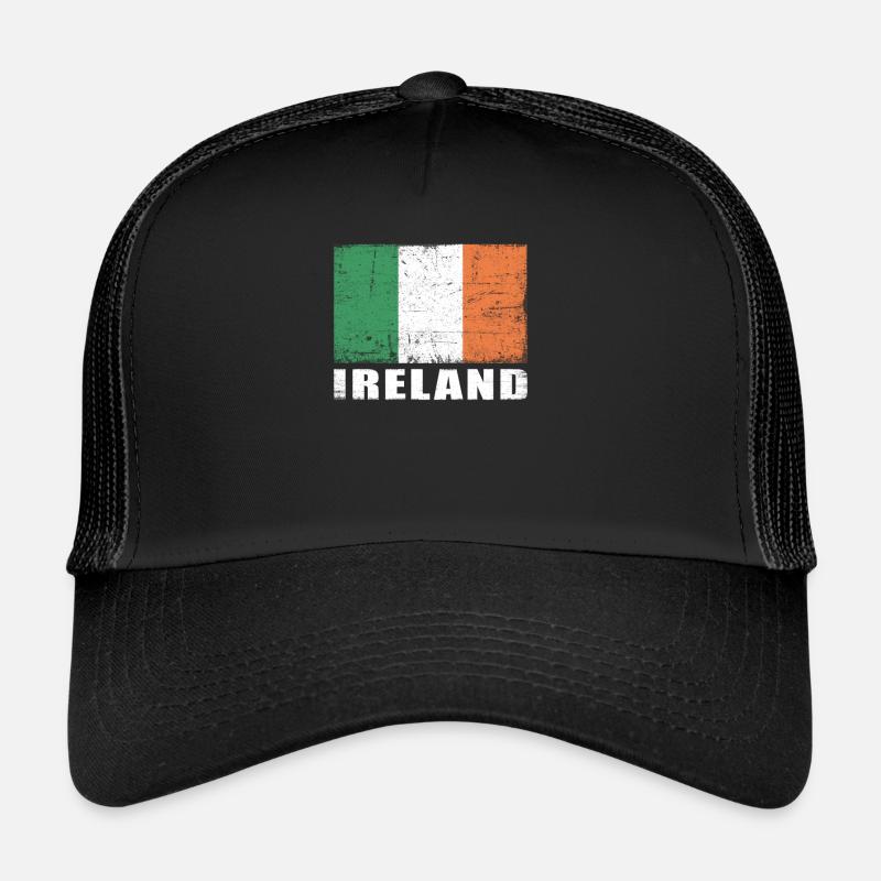 Drapeau de l’Irlande Grunge Drapeau de l’Irlande - Casquette trucker  - noir/noir