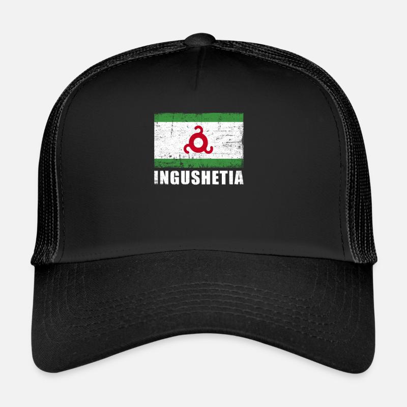 Drapeau de l’Ingouchie Grunge Drapeau de l’Ingouchie - Casquette trucker  - noir/noir