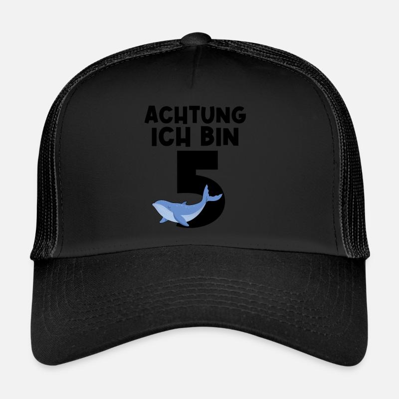 5.Geburtstag Wal 5 Jahre alt Geschenk - Trucker Cap - Schwarz/Schwarz