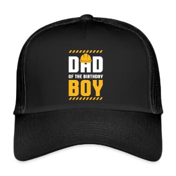 Dad Of The Birthday Boy Geschenk Kinder - Trucker Cap - Schwarz/Schwarz - Vorne
