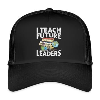 J’enseigne aux futurs leaders - Enseignant - École - Enfants - Casquette trucker  - noir/noir - Devant