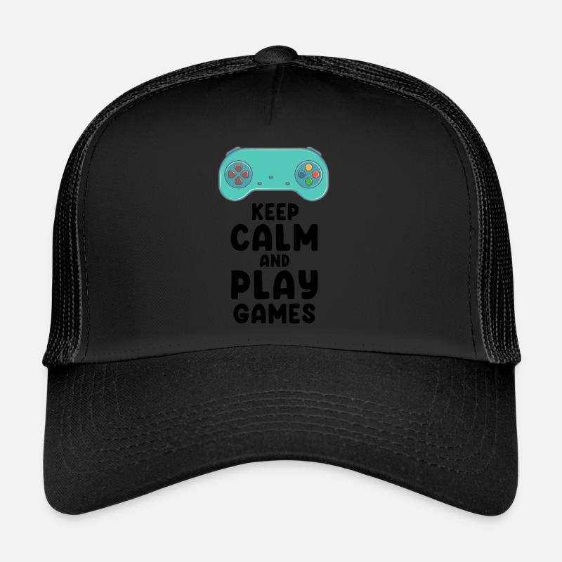 Keep Calm And Play Games Cool Controller Present Trucker Cap
