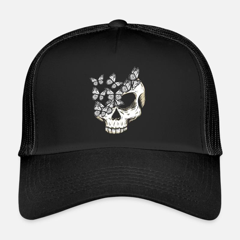 Squelette d’os du crâne de papillon gothique Casquette trucker 