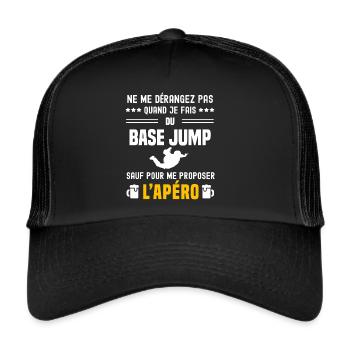 base jump ne dérangez pas sauf apéro - Casquette trucker  - noir/noir - Devant