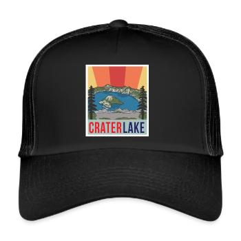 Crater Lake Mountains Oregon National Park Hiking Natu - Trucker Cap - black/black - Front