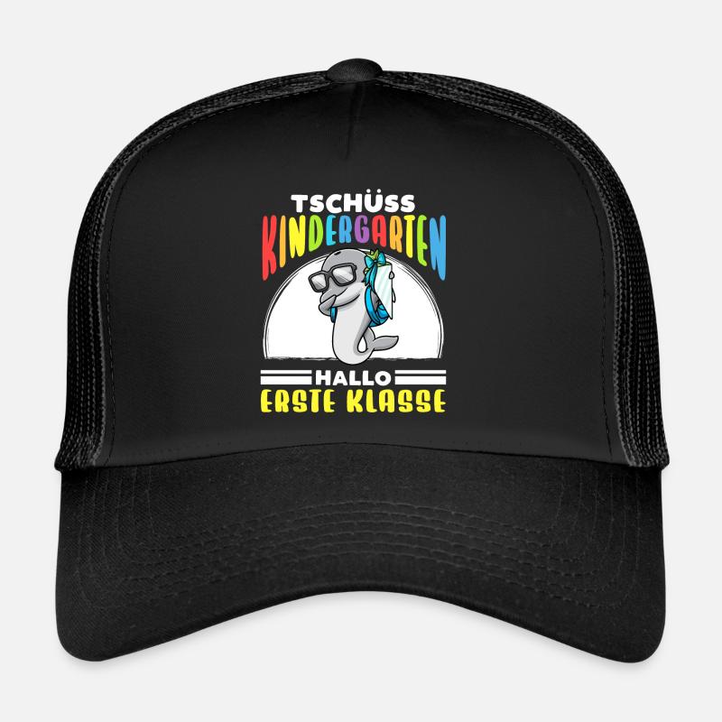Schulkind Einschulung Delfin - Trucker Cap - Schwarz/Schwarz