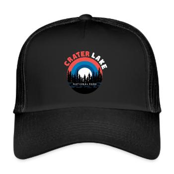 National Park Souvenir Crater Lake Mountain Hiking Nature - Trucker Cap - black/black - Front