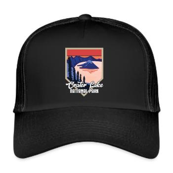 Crater Lake Volcano Lake Mountains Hiking - Trucker Cap - black/black - Front