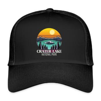 Crater Lake Souvenir National Park Oregon Hiking N - Trucker Cap - black/black - Front