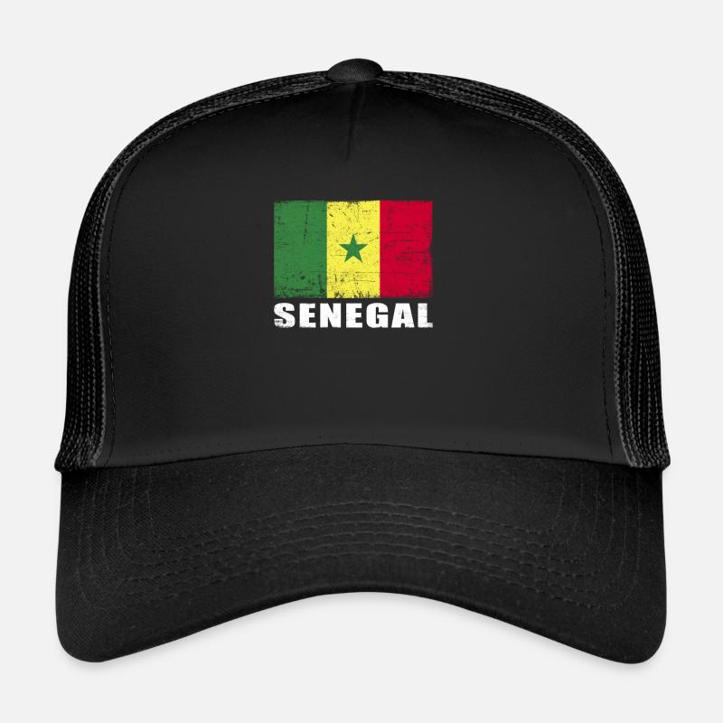 Sénégal Drapeau Grunge Sénégal Drapeau - Casquette trucker  - noir/noir